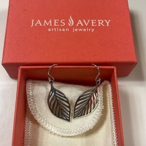 James Avery Sterling Silver Open Leaf Dangle Earrings- RARE, EUC